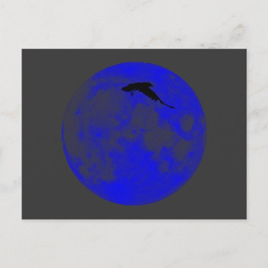 Blauer Mond Raben Blue Moon Raven Postkarte (Vorderseite)