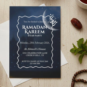 Blauer Mond Ramadan Kareem Iftar-Party-Abendessen Einladung