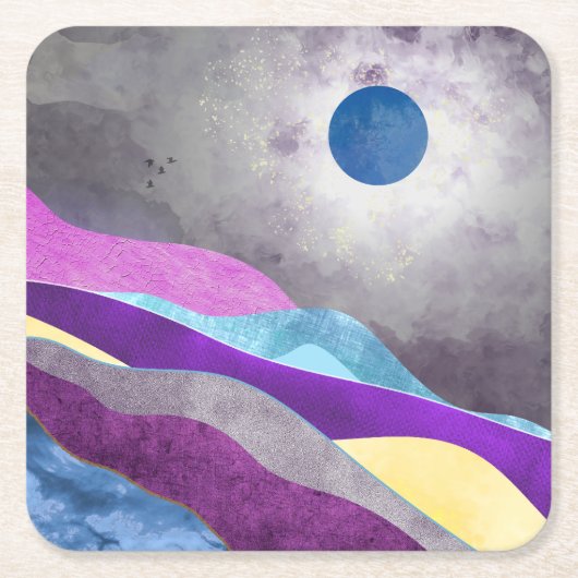 Blauer Mond Rechteckiger Pappuntersetzer (Vorderseite)