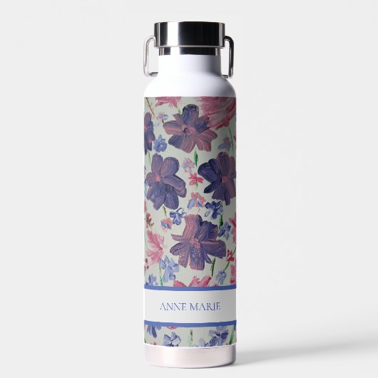 Blauer Mond Rose Floral Custom Water Flasche (Vorne)