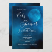 Blauer Mond-Typografie geschlechtsneutral Einladung (Vorne/Hinten)