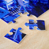 Blauer Mond über Fira Santorini Puzzle (Seite)