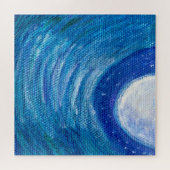 Blauer Mond und Wellen Puzzle (Horizontal)