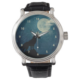 Blauer Mond, Vollmond-Howling Wolf, benutzerdefini Armbanduhr