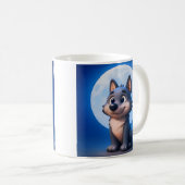 Blauer Mondwolf Kaffeetasse (VorderseiteRechts)