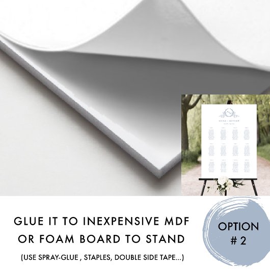 Blauer Mongram Hochzeitsdiagramm-Zeichen Poster