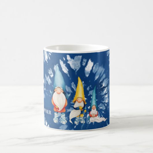 Blauer Monogramm der Gnome Whimsical Gefärbte Kraw Kaffeetasse (Mittel)