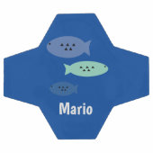 Blauer Monogramm Name Fußball Ball (Flach)