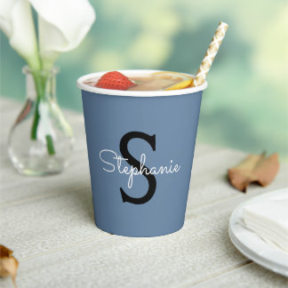 Blauer Monogramm-Name Pappbecher