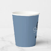 Blauer Monogramm-Name  Pappbecher (Rechts)