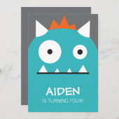 Blauer Monster Einladung (Vorne/Hinten)