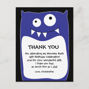 Blauer Monster-heftiger Schlag danken Ihnen zu Dankeskarte