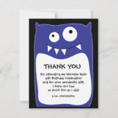 Blauer Monster-heftiger Schlag danken Ihnen zu Dankeskarte (Vorderseite)