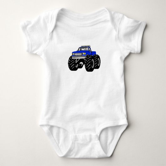 Blauer Monster-LKW Baby Strampler (Vorderseite)