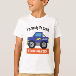 Blauer Monster-Truck bereit, den Kindergarten-Jung T-Shirt