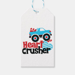 Blauer Monster-Truck Herz-Zermalmer Valentinstag Geschenkanhänger