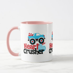 Blauer Monster-Truck Herz-Zermalmer Valentinstag Tasse