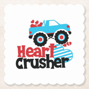 Blauer Monster-Truck Herz-Zermalmer Valentinstag Untersetzer