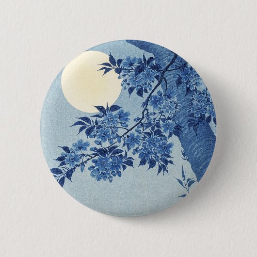 Blauer Moonlit Blossom Tree Unter dem nächtlichen  Button (Vorderseite)