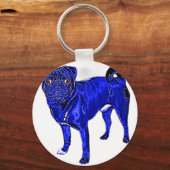 Blauer Mops Schlüsselanhänger (Vorderseite)