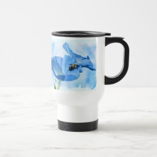 Blauer Morgenruhm und Hummeln Reisebecher