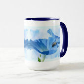 Blauer Morgenruhm und Hummeln Tasse (VorderseiteRechts)