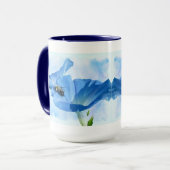Blauer Morgenruhm und Hummeln Tasse (Vorderseite Links)