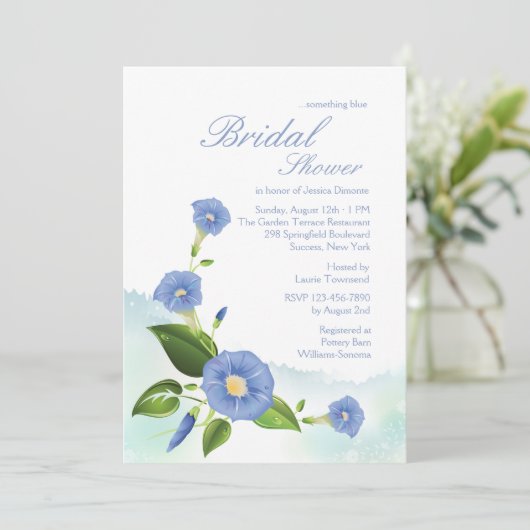 Blauer Morgenvormittag Einladung (Stehend Vorderseite)