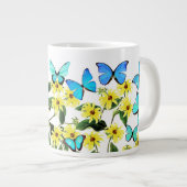 Blauer Morpho Butterfett Blume Tasse (Vorderseite Rechts)