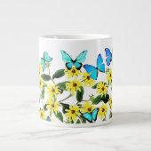 Blauer Morpho Butterfett Blume Tasse (Vorderseite)