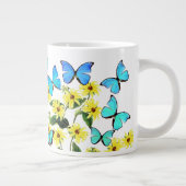 Blauer Morpho Butterfett Blume Tasse (Rechts)