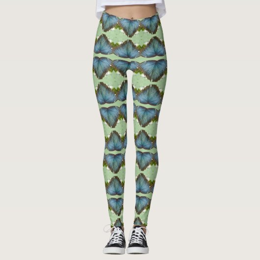 Blauer Morpho Butterfly Flügelmuster Legierung Leggings (Vorderseite)