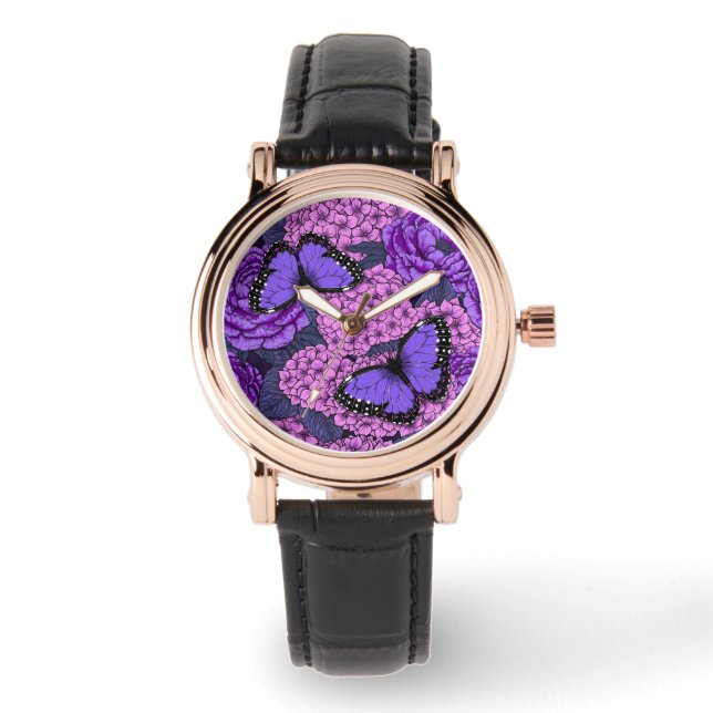 Blauer Morpho-Garten 2 Armbanduhr (Vorderseite)