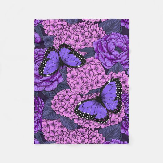 Blauer Morpho-Garten 2 Fleecedecke (Vorderseite)