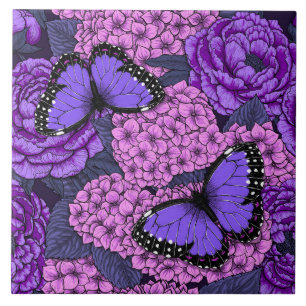 Blauer Morpho-Garten 2 Fliese