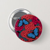 Blauer Morpho-Garten Button (Vorne & Hinten)