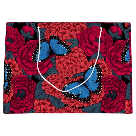 Blauer Morpho-Garten Große Geschenktüte (Vorderseite)