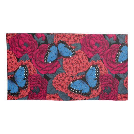 Blauer Morpho-Garten Kissenbezug (Rückseite-Rechts)