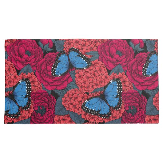 Blauer Morpho-Garten Kissenbezug (Vorderseite-Rechts)