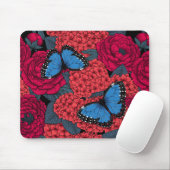 Blauer Morpho-Garten Mousepad (Mit Mouse)