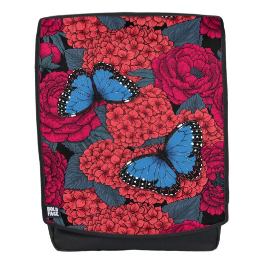Blauer Morpho-Garten Rucksack (Vorderseite)
