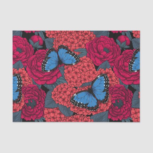 Blauer Morpho-Garten Seidenpapier (Vorderseite)