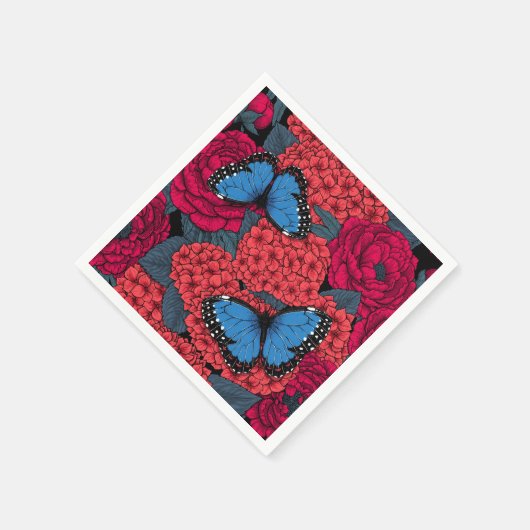 Blauer Morpho-Garten Serviette (Ecke)