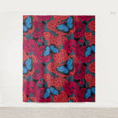 Blauer Morpho-Garten Wandteppich (Vorderseite)