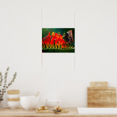 Blauer Morpho-Schmetterling auf Crocosmia Lucifer- Poster (Küche)