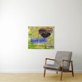 Blauer Morpho-Schmetterling auf einer Sumpforchide Wandteppich (Beispiel (Horizontal))