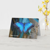 Blauer Morpho-Schmetterling denkt an Sie Karte (Gelbe Blume)