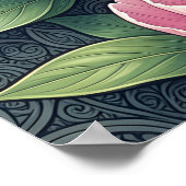 Blauer Morpho-Schmetterling Florale Botanische Kun Poster (Ecke)
