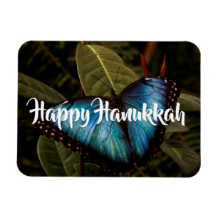 Blauer Morpho-Schmetterling, Happy Hanukkah Magnet