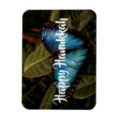Blauer Morpho-Schmetterling, Happy Hanukkah Magnet (Vertikal)